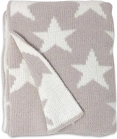 Grey Stars Chenille Soft Baby Blanket Reversible Premium Cozy Fabric for Best Comfort