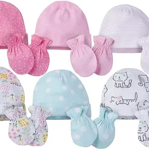 Brand Unisex Baby 12-Piece Cap and Mitten Set