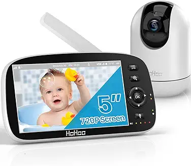 Baby Monitor, 5" 720P HD Split Screen, 30 Hours Battery.