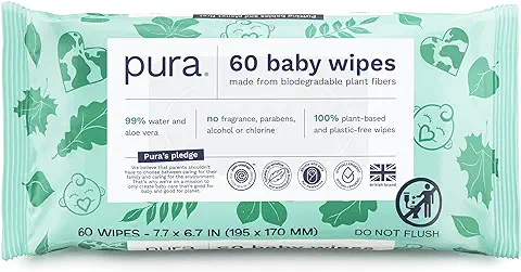 Pura Baby Wipes, 100% Plastic-Free & Plant Based Wipes