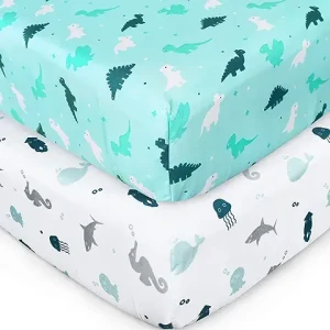 Crib Sheets for Boys or Girls 2-Pack, Fitted Sheet 52'' x 28'' Standard