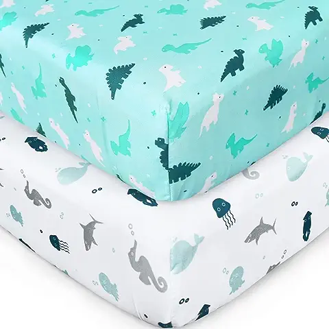 Crib Sheets for Boys or Girls 2-Pack, Fitted Sheet 52'' x 28'' Standard