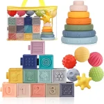 Toys Soft Stacking Building Blocks Rings Balls Sets 3 in 1 Baby Toys Bundle