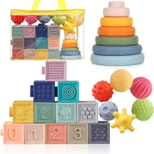 Toys Soft Stacking Building Blocks Rings Balls Sets 3 in 1 Baby Toys Bundle
