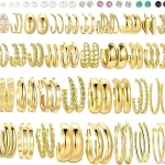 46 Pairs Gold Hoop Earrings Set for Women Girls
