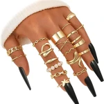 Gold Kunckle Rings Set for Women
