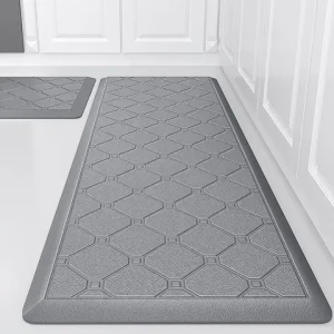 Kitchen Mats 2 PCS Cushioned Anti Fatigue Rugs and Mat, 1/2 Inch Thick Waterproof Non Slip Rug Set