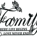 family Heavy-duty Iron Black Letters Quotes Sign Wall Sculptures Home Decor, Hanging Wall Art Decoration for Living Room Bedroom .