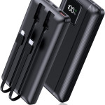 Power-Bank-Portable-Charger - 16000mAh Power Bank Support PD 30W and QC4.0 Fast Charger with Built-in 2 Output Cable and LED Display for iPhone and An