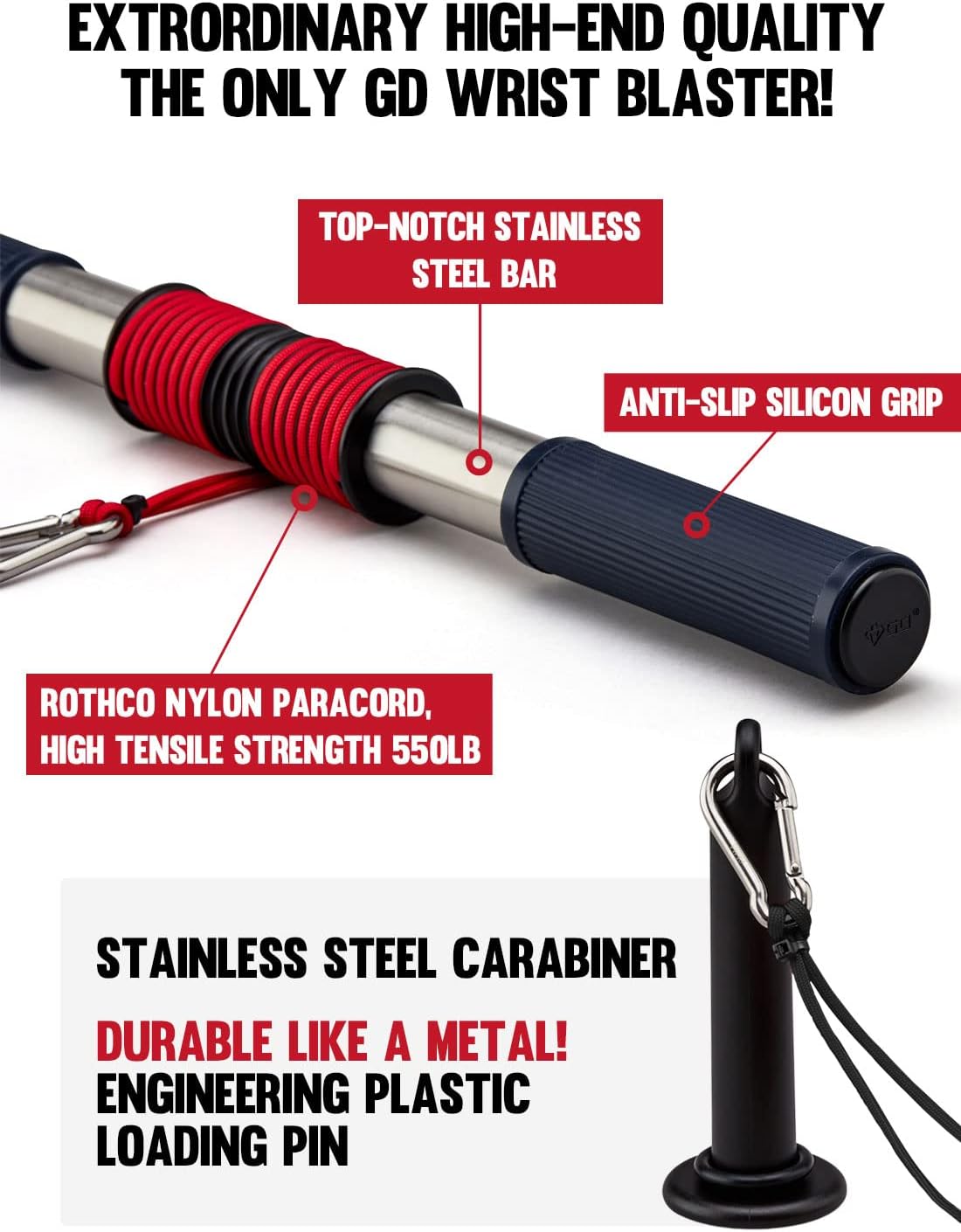GD Wrist Roller V.W Forearm Blaster Trainer Arm Strength Training Fitness Equipment Anti-Slip for Home Gym