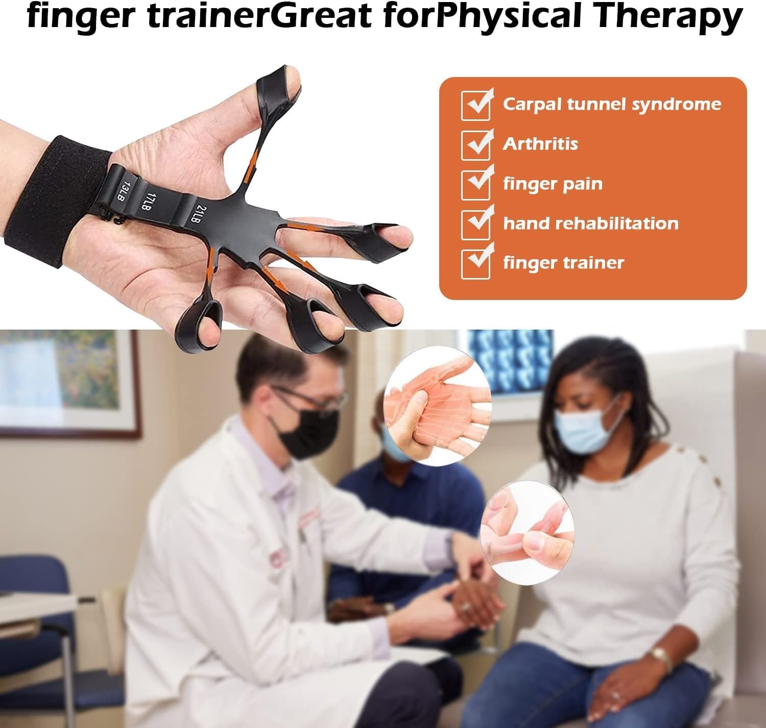 Wuvee Grip Strength Trainer Finger Strengthener-Hand Strengthener 6 Resistant Level Exerciser-